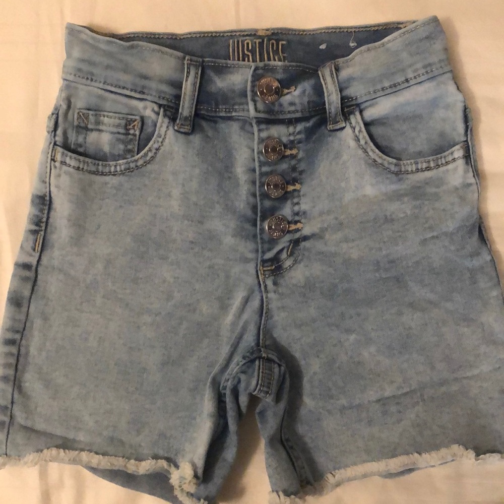 12 SLIM girls denim Justice shorts